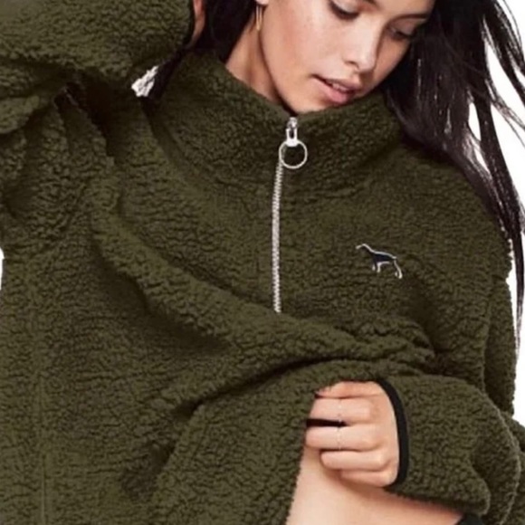 Pink VS Green Fluffy Sherpa Sweatshirt - Picture 3 of 4